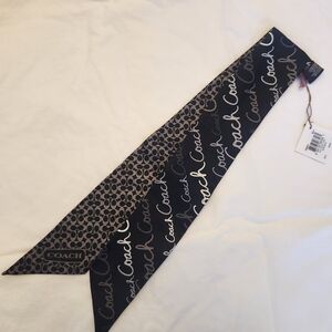 Coach Black and Gray Silk Scarf